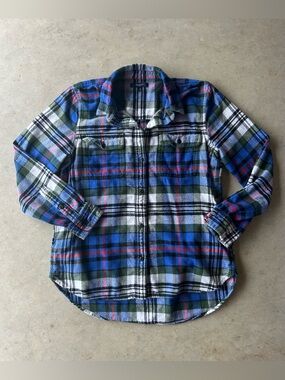 Madewell Women’s Blue Green White Plaid Button-Down Shirt